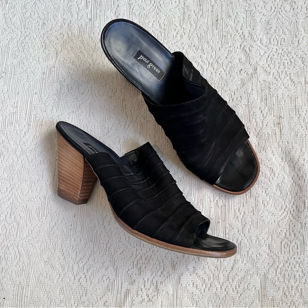 Paul green nubuck peep toe heeled mules